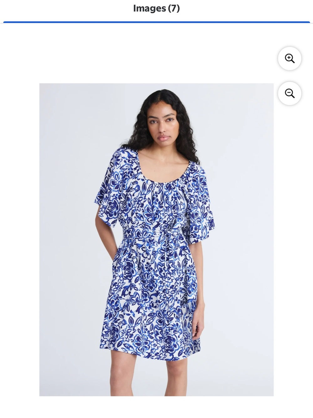 Blue and White Floral Short Dress